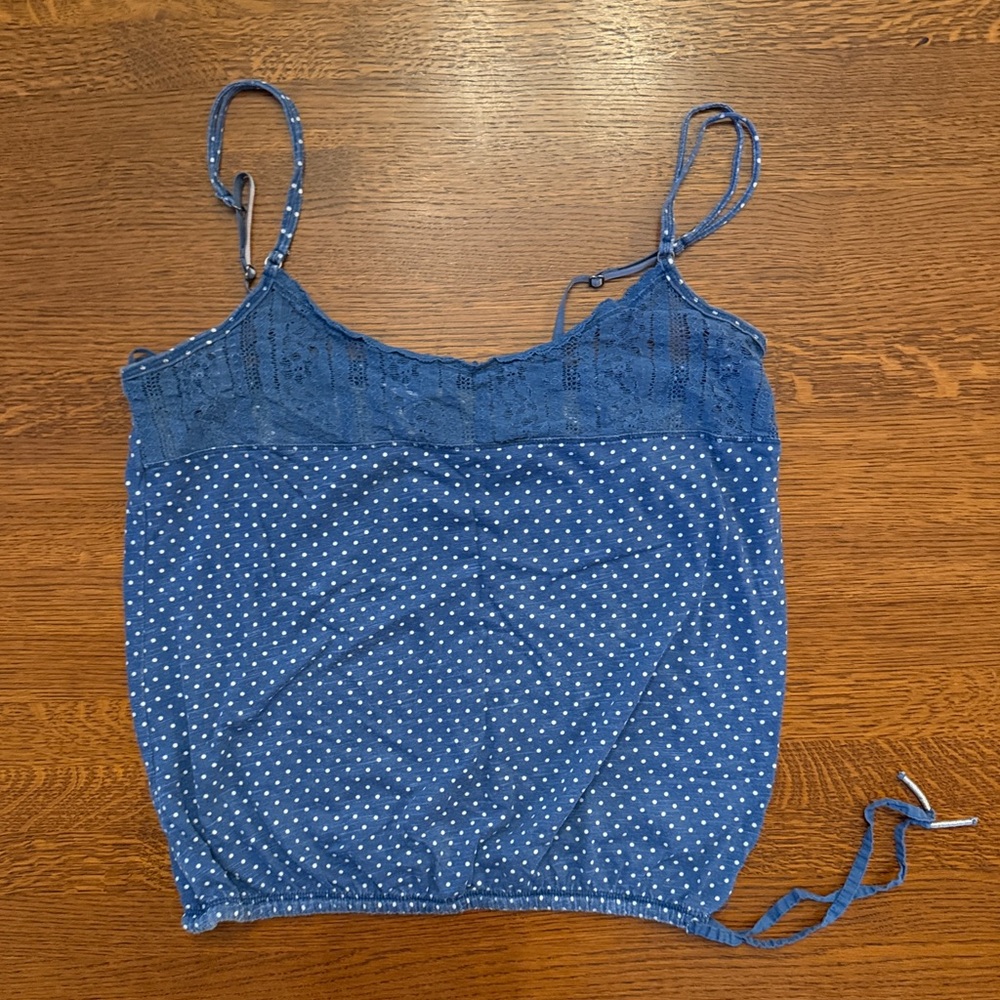 Aeropostale Blue Polka Dot Lace-Trim Cami - Picture 2 of 5